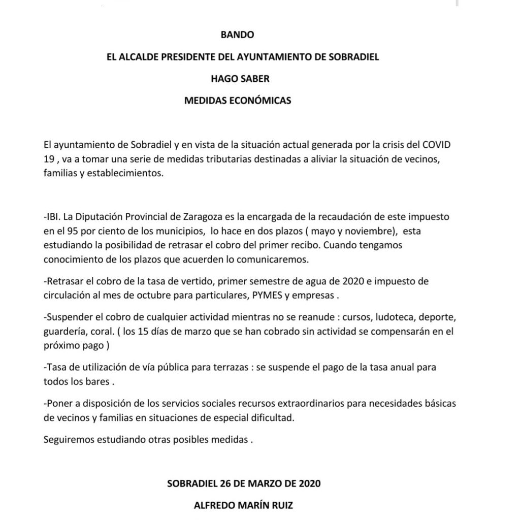 Bando medidas económicas
