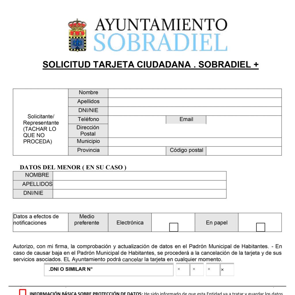 Solicitud Tarjeta ciudadana Sobradiel